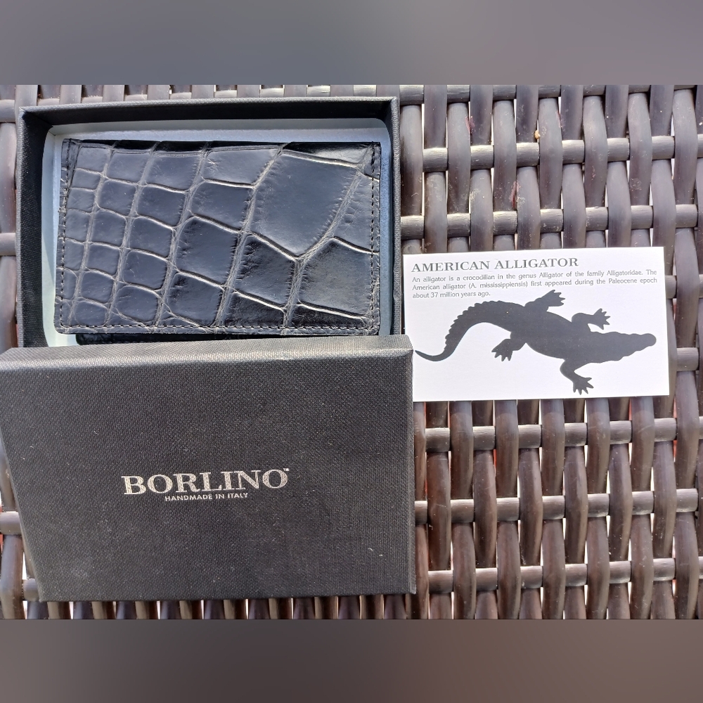 Borlino Black Alligator Leather Card Holder